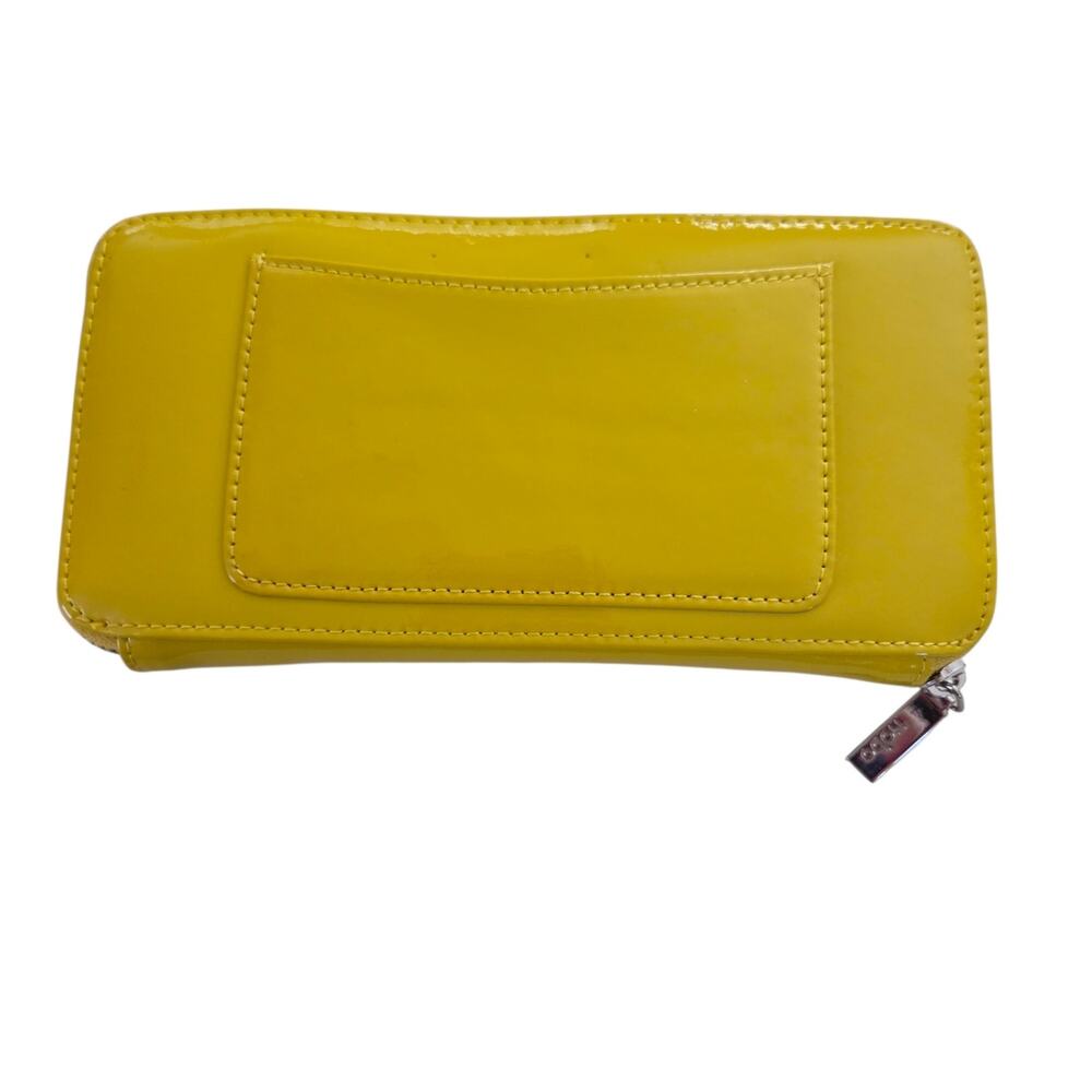 NEW HOBO Lucy Zip Around Patent Leather Lemon Yellow Wallet Sunny - small flaws